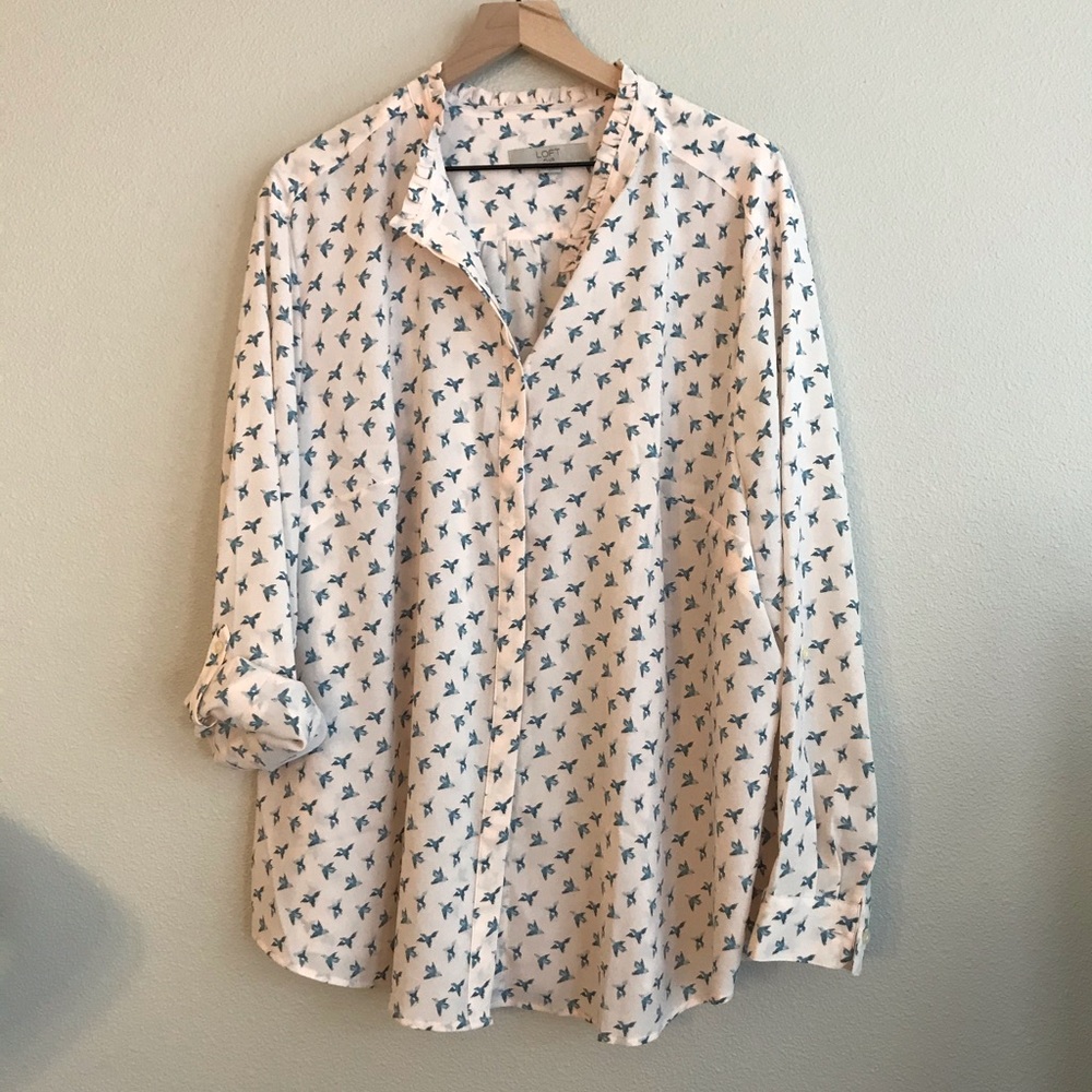 Loft blue birds shirt
